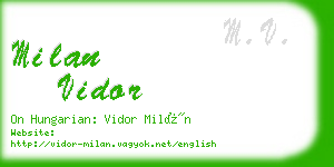 milan vidor business card